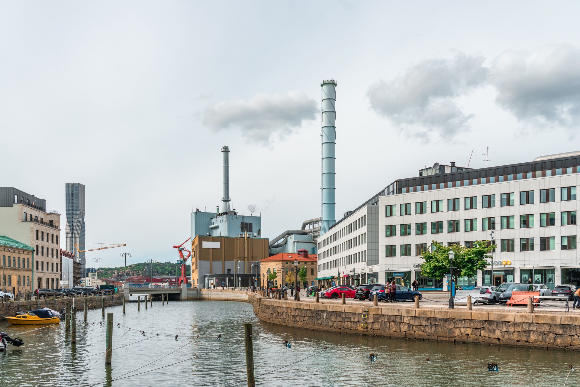 Gothenburg, sweden: rosenlundsverket heating plant along the mölndalsån river