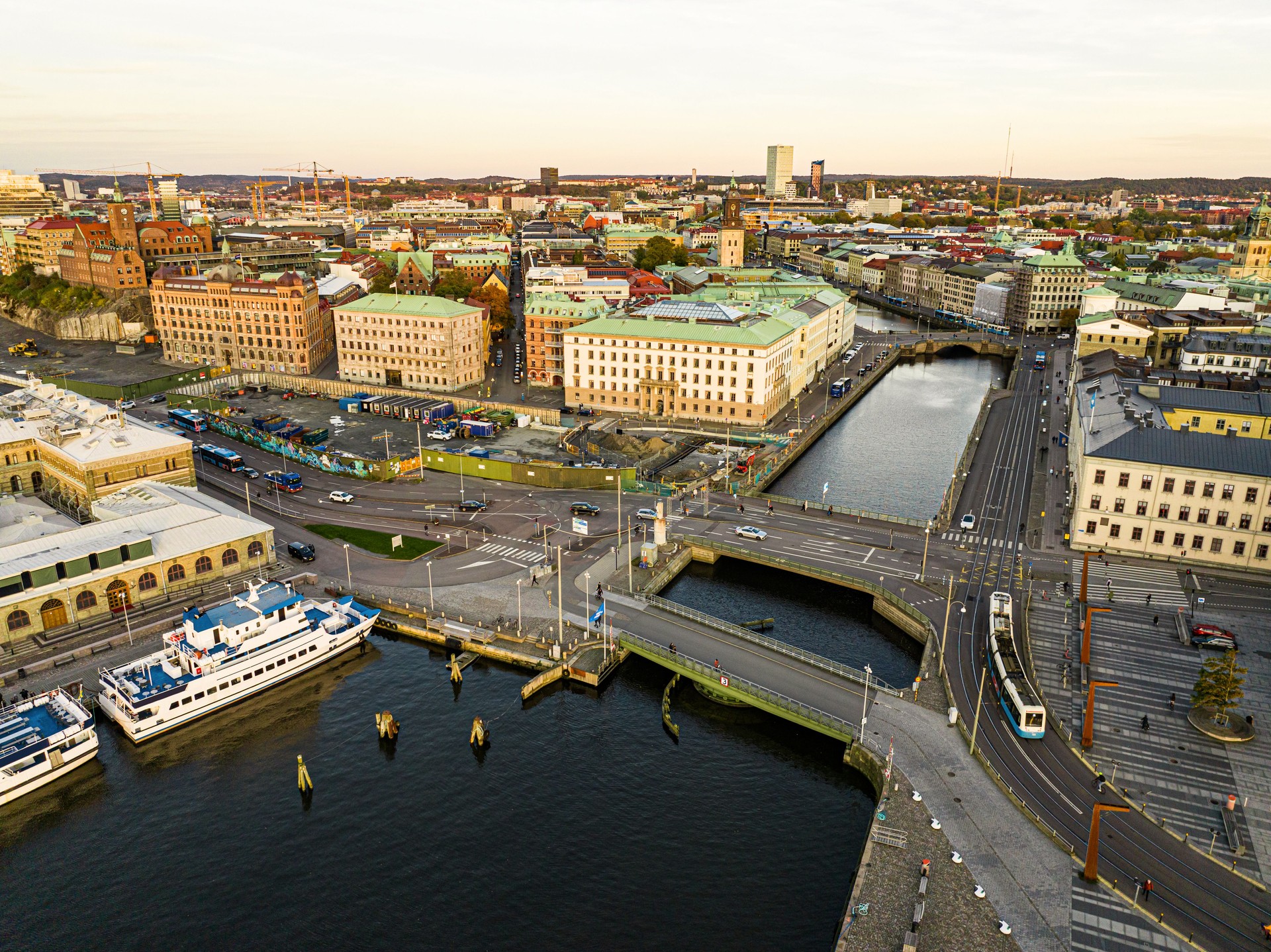 Aerial view of Gothenburg on autumn day